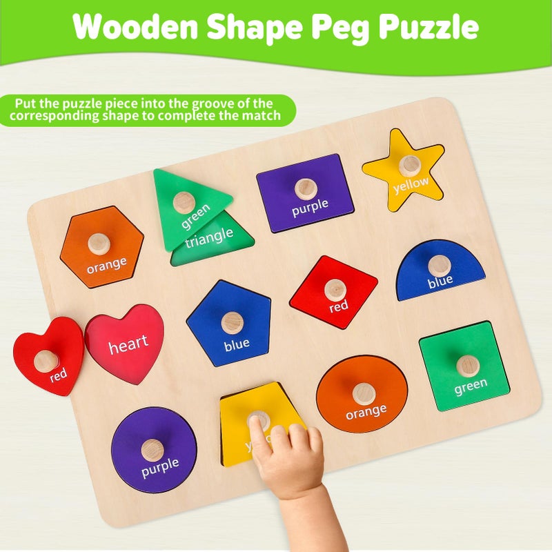Jumlys Montessori Toys for Toddlers 1  2  3 Year Old  Wooden Shape Learning Puzzles for Baby 12-18-24 Months  Early Educational Toys  Perfect Christmas Birthday Gifts for Boys & Girls Age 1-3 - Image 2